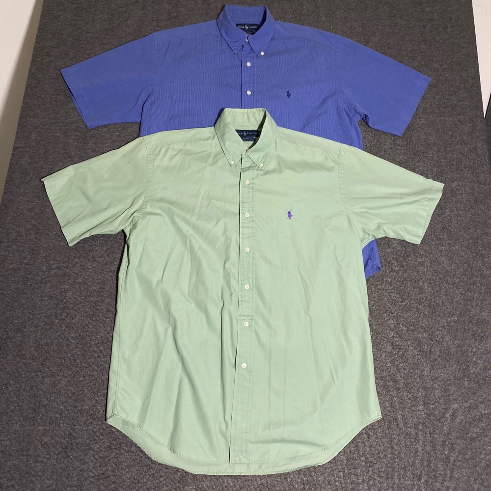 Lot of 2 Polo Ralph Lauren Blake Mens Medium Short Sleeve Button Down Shirts